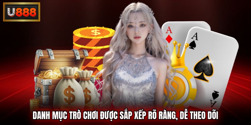 Danh mục trò chơi được sắp xếp rõ ràng, dễ theo dõi