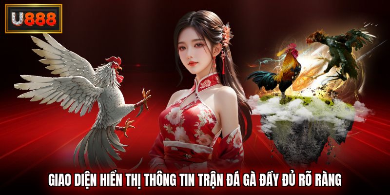 Giao diện hiển thị thông tin trận đá gà đầy đủ rõ ràng